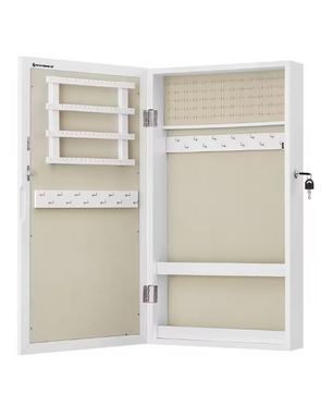 Sieradenkast met Spiegel – Afsluitbare Wandkast met Organizer en Opbergvakken