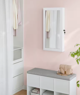 Sieradenkast met Spiegel – Afsluitbare Wandkast met Organizer en Opbergvakken