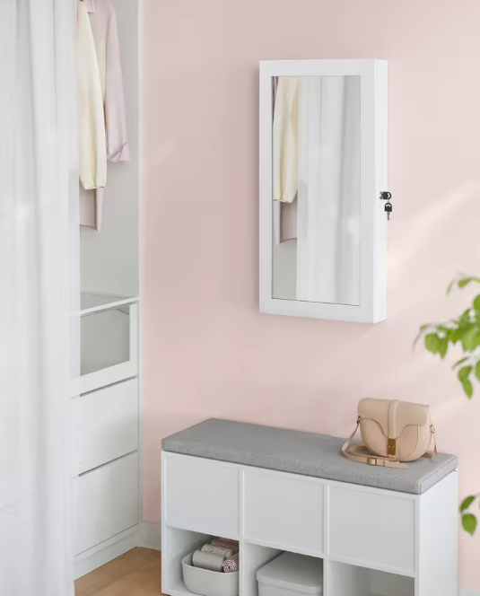 Sieradenkast met Spiegel – Afsluitbare Wandkast met Organizer en Opbergvakken