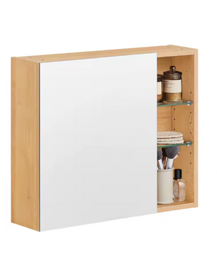 Badkamer Spiegelkast met Open Vakken – Hangende Wandkast met Verstelbare Planken