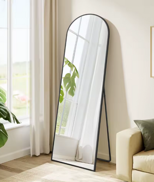 Boogvormige Volledige Lengte Spiegel 150×40 cm – Aluminium Frame en Gehard Glas