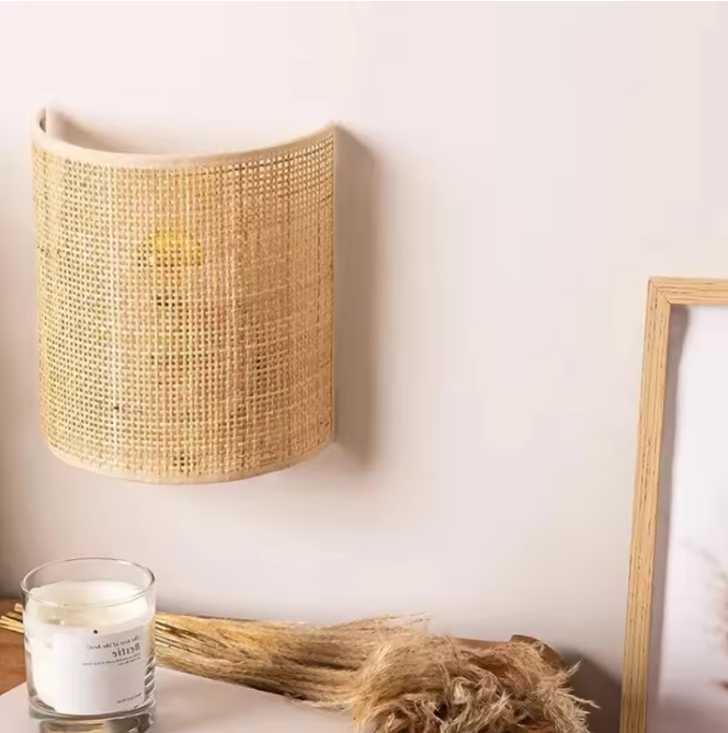 Rotan Wandlamp – Bohemian Sfeerverlichting voor Woonkamer & Slaapkamer