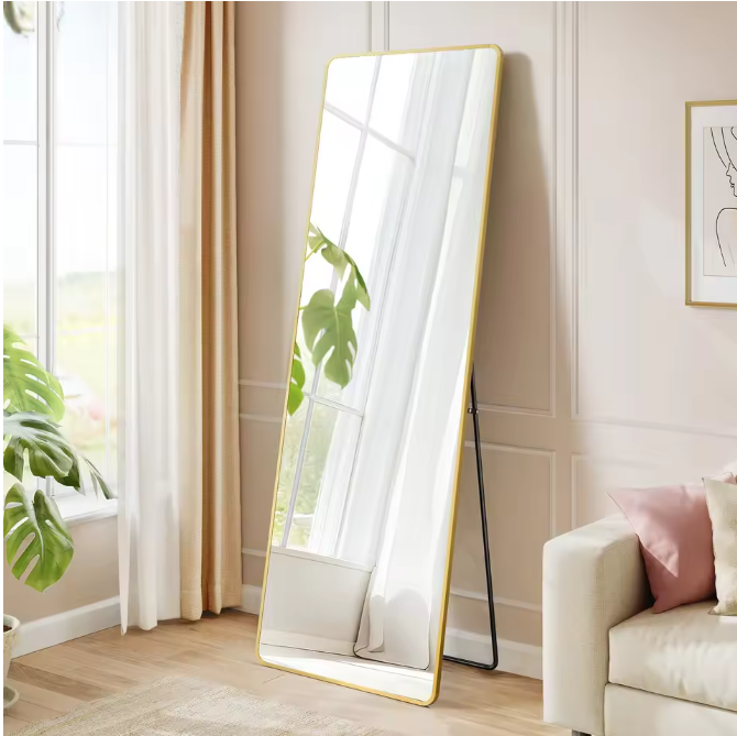 Volledige Lengte Spiegel 160×50 cm – Rechthoekig Frame en Gehard Glas