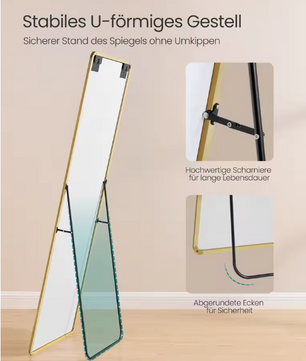 Volledige Lengte Spiegel 160×50 cm – Rechthoekig Frame en Gehard Glas