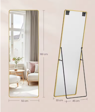 Volledige Lengte Spiegel 160×50 cm – Rechthoekig Frame en Gehard Glas