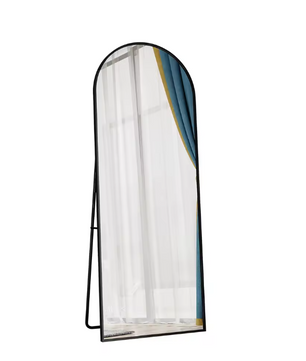 Boogvormige Volledige Lengte Spiegel 162×53 cm – Zwart Aluminium Frame