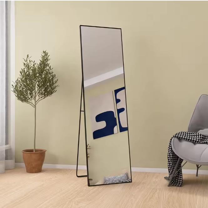 Volledige Lengte Spiegel 140×40 cm – Aluminium Frame en Metalen Standaard