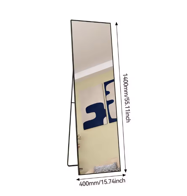Volledige Lengte Spiegel 140×40 cm – Aluminium Frame en Metalen Standaard
