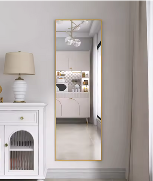 Volledige Lengte Spiegel 165×60 cm – Goudkleurig Frame en Verstelbare Standaard
