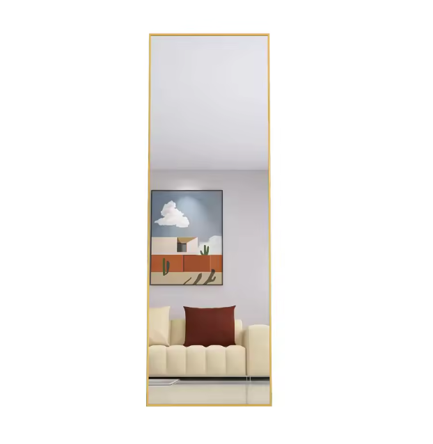 Volledige Lengte Spiegel 165×60 cm – Goudkleurig Frame en Verstelbare Standaard