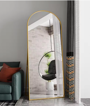 Boogvormige Volledige Lengte Spiegel 180×80 cm – Goudkleurig Aluminium Frame