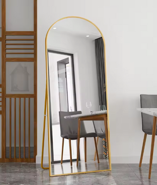 Boogvormige Volledige Lengte Spiegel 180×80 cm – Goudkleurig Aluminium Frame