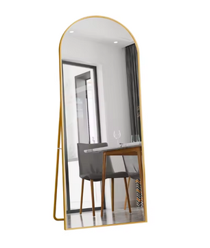 Boogvormige Volledige Lengte Spiegel 180×80 cm – Goudkleurig Aluminium Frame