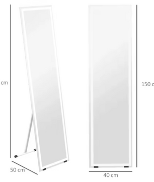 LED Volledige Lengte Spiegel 150×40 cm – 3 Lichtkleuren en Aanraakschakelaar