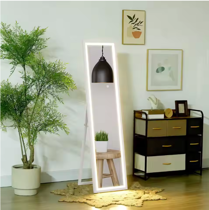 LED Volledige Lengte Spiegel 160×40 cm – Staand, Wandmontage en Touch Bedienbaar