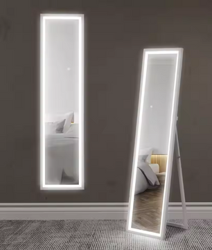 LED Volledige Lengte Spiegel 160×40 cm – Staand, Wandmontage en Touch Bedienbaar