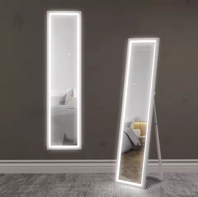 LED Volledige Lengte Spiegel 160×40 cm – Staand, Wandmontage en Touch Bedienbaar