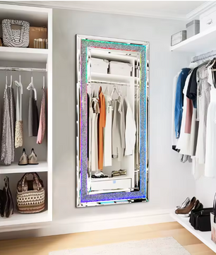 Volledige Lengte Spiegel 120×60 cm – Diamantdesign en RGB LED-Verlichting