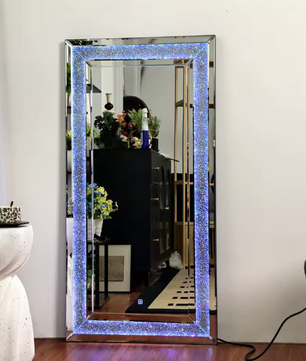 Volledige Lengte Spiegel 120×60 cm – Diamantdesign en RGB LED-Verlichting