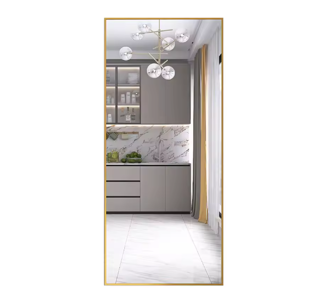 Volledige Lengte Spiegel 180×80 cm – Goudkleurig Frame en Staande Standaard