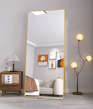 Volledige Lengte Spiegel 180×80 cm – Goudkleurig Frame en 2-in-1 Staand/Wandmodel