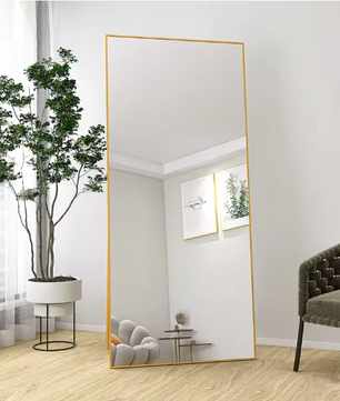 Volledige Lengte Spiegel 180×80 cm – Goudkleurig Frame en 2-in-1 Staand/Wandmodel