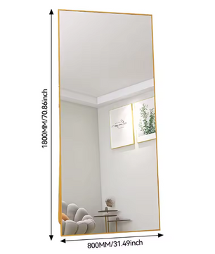 Volledige Lengte Spiegel 180×80 cm – Goudkleurig Frame en 2-in-1 Staand/Wandmodel