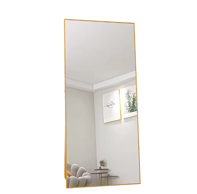 Volledige Lengte Spiegel 180×80 cm – Goudkleurig Frame en 2-in-1 Staand/Wandmodel
