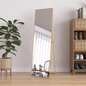 Gebogen Volledige Lengte Spiegel – Goudkleurig Aluminium Frame en Staand/Wandmodel