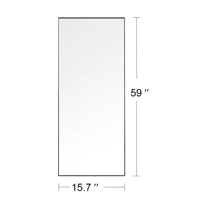 Rechthoekige Volledige Lengte Spiegel – Aluminium Frame en Ophang/Staand Gebruik