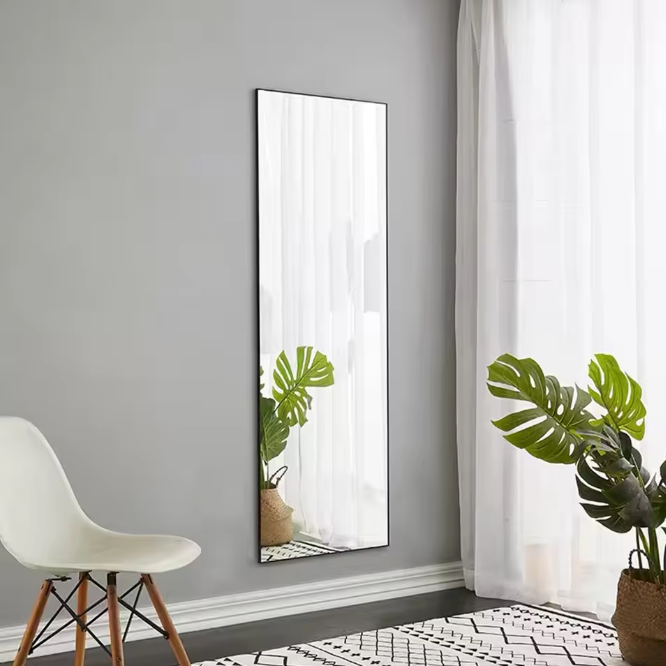 Volledige Lengte Spiegel 150×40 cm – Aluminium Frame en Staand/Wandmodel