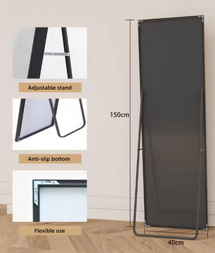 Volledige Lengte Spiegel 150×40 cm – Aluminium Frame en Staand/Wandmodel