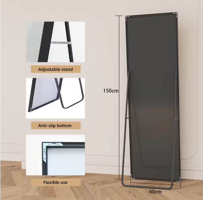 Volledige Lengte Spiegel 150×40 cm – Aluminium Frame en Staand/Wandmodel
