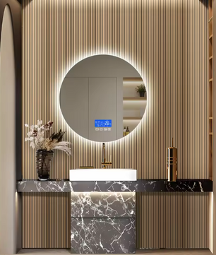 Ronde Badkamerspiegel 60×60 cm – LED Verlichting, Anticondens en Temperatuurdisplay