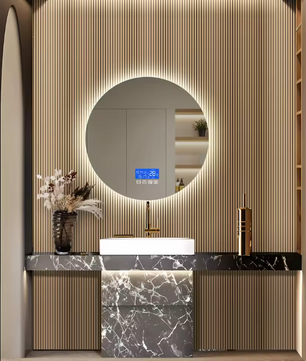 Ronde Badkamerspiegel 60×60 cm – LED Verlichting, Anticondens en Temperatuurdisplay