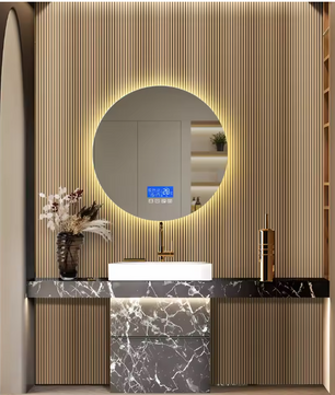 Ronde Badkamerspiegel 60×60 cm – LED Verlichting, Anticondens en Temperatuurdisplay