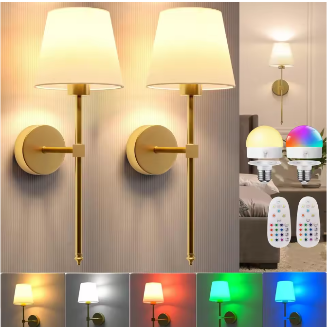 Draadloze LED Wandlamp – Oplaadbaar, Dimbaar & Afstandsbediening, 10 Kleuren