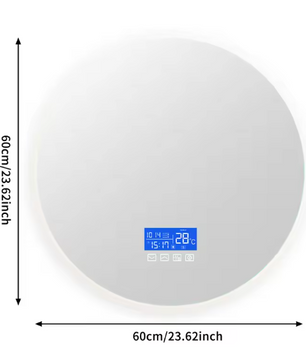 Ronde Badkamerspiegel 60×60 cm – LED Verlichting, Anticondens en Temperatuurdisplay