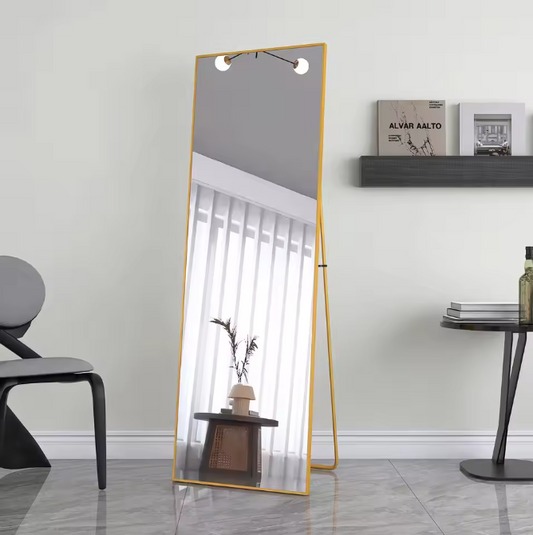 Volledige Lengte Vloerspiegel 165×60 cm – Goudkleurig Aluminium Frame