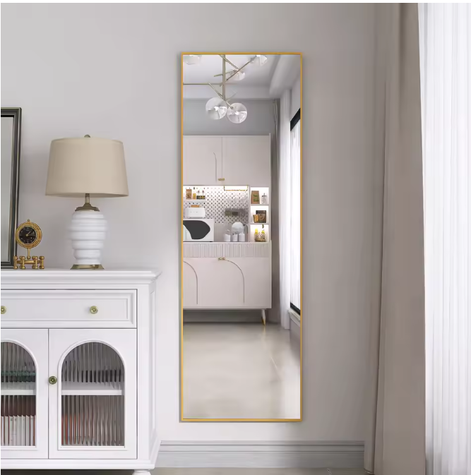Volledige Lengte Vloerspiegel 165×60 cm – Goudkleurig Aluminium Frame