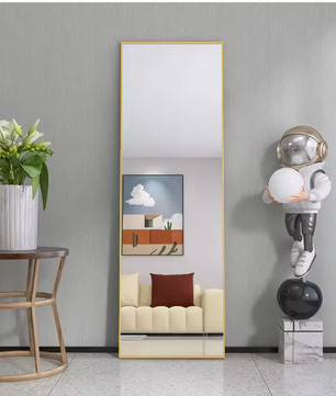 Volledige Lengte Vloerspiegel 165×60 cm – Goudkleurig Aluminium Frame