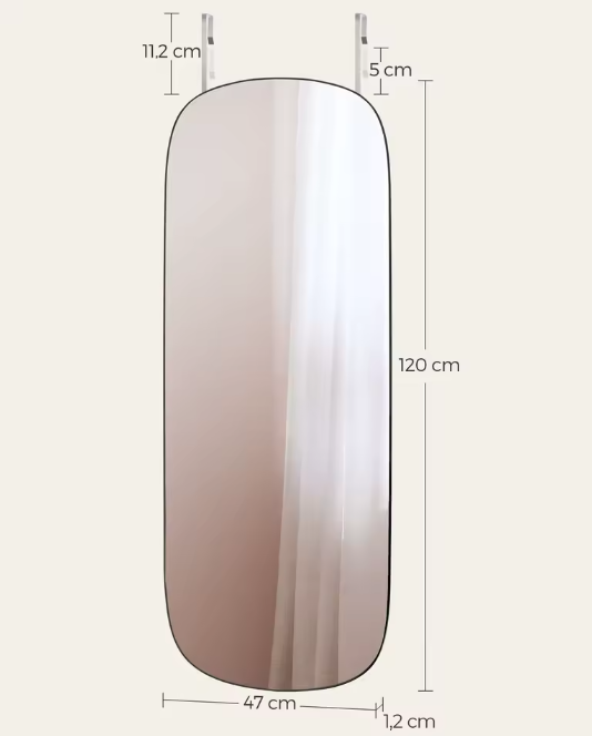 Gebogen Full-Length Wandspiegel 120×47 cm – Frameloos en Modern