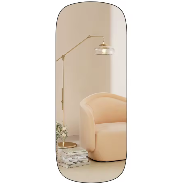 Gebogen Full-Length Wandspiegel 120×47 cm – Frameloos en Modern