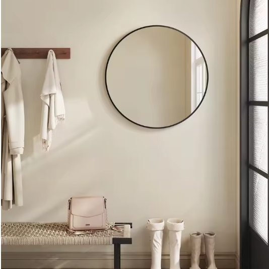 Ronde Wandspiegel 61 cm – Metalen Frame en Heldere Reflectie