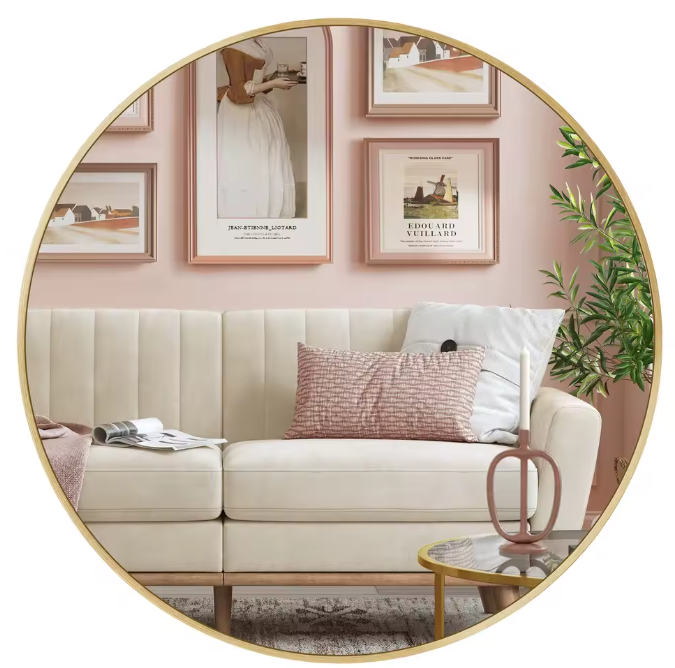 Ronde Wandspiegel 61 cm – Metalen Frame en Heldere Reflectie