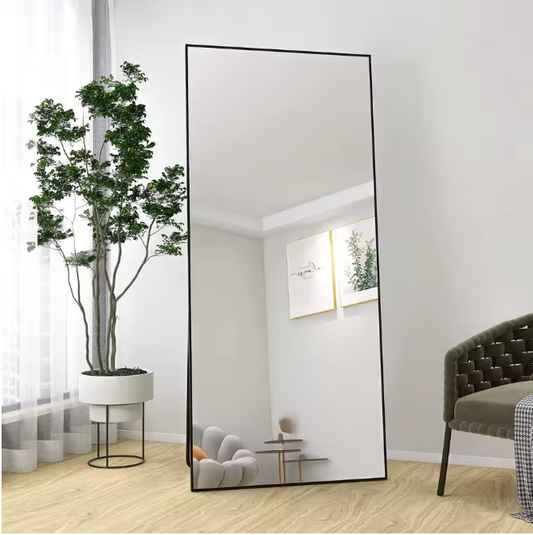 Volledige Lengte Spiegel 180×80 cm – Zwart Aluminium Frame