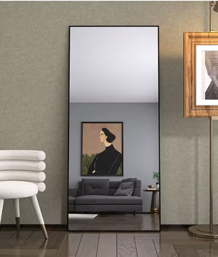 Volledige Lengte Spiegel 180×80 cm – Zwart Aluminium Frame