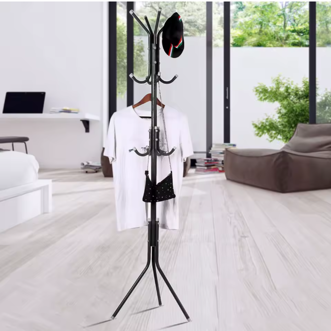 Vrijstaande Kapstok met 10 Haken – Metalen Boomstandaard voor Jassen en Hoeden