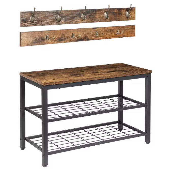 Kapstok met Schoenenbank – 9 Haken, Opbergrek en Stabiel Metaalframe