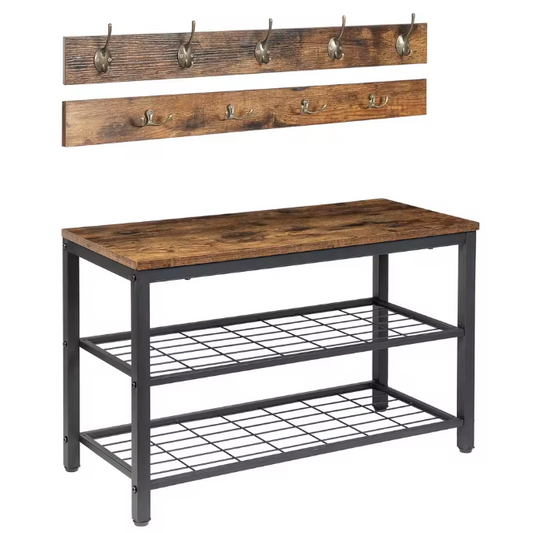 Kapstok met Schoenenbank – 9 Haken, Opbergrek en Stabiel Metaalframe